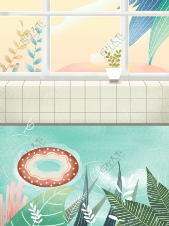 立夏节气游泳池背景设计