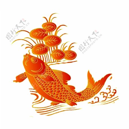 红色中国风鲤鱼png元素