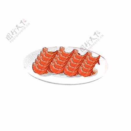 红色虾仁简约元素素材