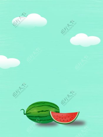 绿色小清新水果西瓜背景