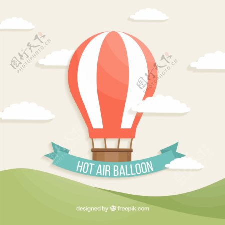 创意红白条纹热气球矢量素材