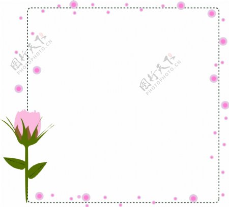 粉色花枝装饰边框