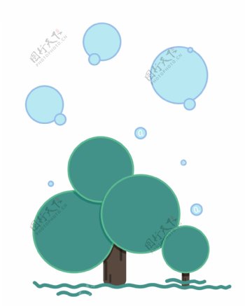 绿色树木装饰插图