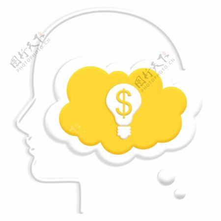 思考气泡思维人脑抽象泡泡系列钱币灯泡PNG素材