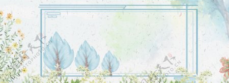 清新淡雅植物框banner