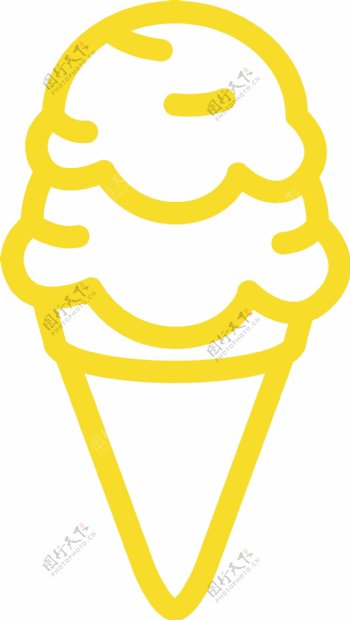 黄色卡通冰淇淋蛋筒图标