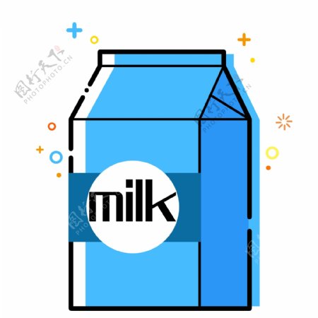 图案蓝色盒装牛奶