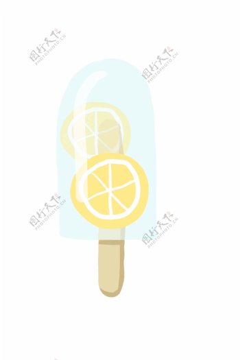 夏季蓝色柠檬冰棒PNG