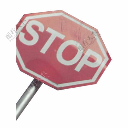 实拍公路安全指示stop带杆子