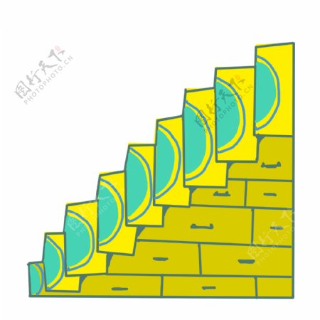 黄色楼梯卡通插画