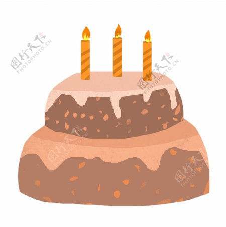 巧克力生日蛋糕插画