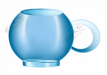 蓝色玻璃茶杯容器
