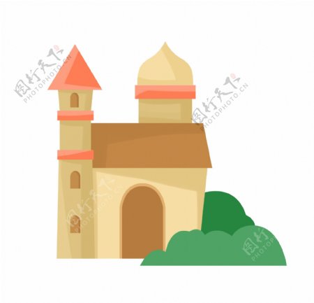 立体城堡建筑插画