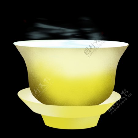 黄白色茶碗陶瓷插图