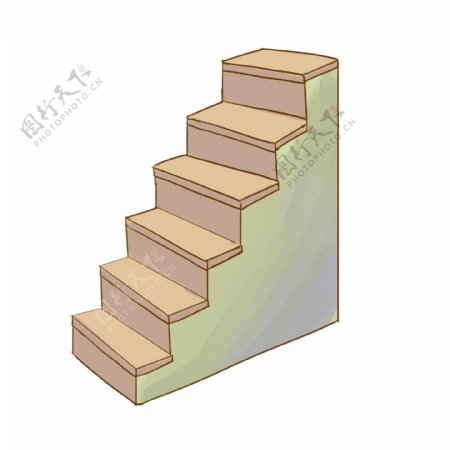 黄色立体楼梯插图