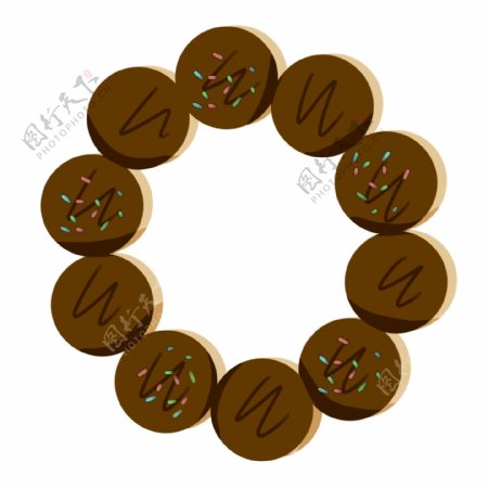 圆形巧克力甜甜圈插图