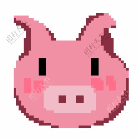 像素粉色猪头插画