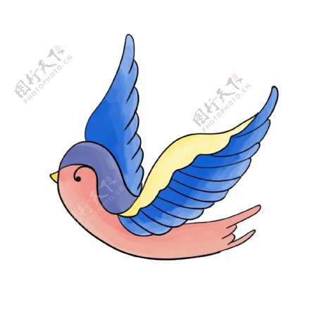 小鸟纹身装饰插画