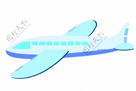 蓝色的飞机装饰插画