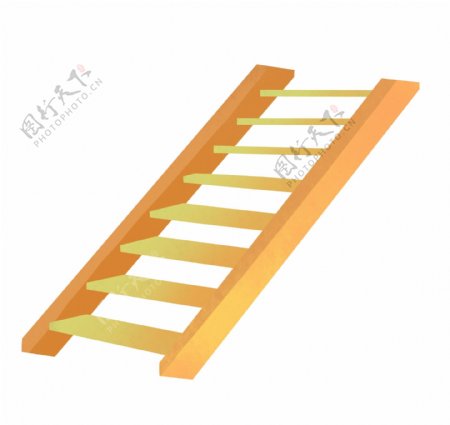 黄色直梯梯子插画