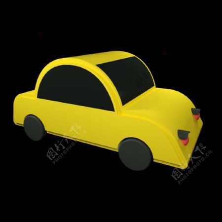 C4D黄色立体小车