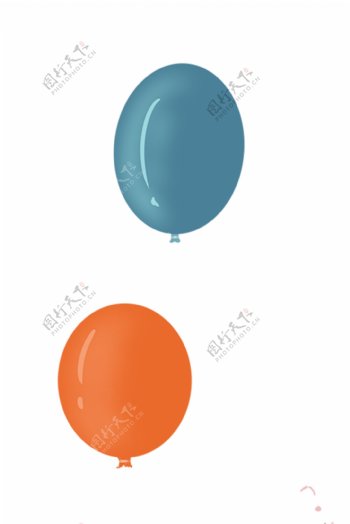蓝色橙色气球