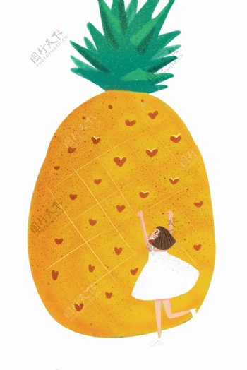 创意水果插画菠萝女孩