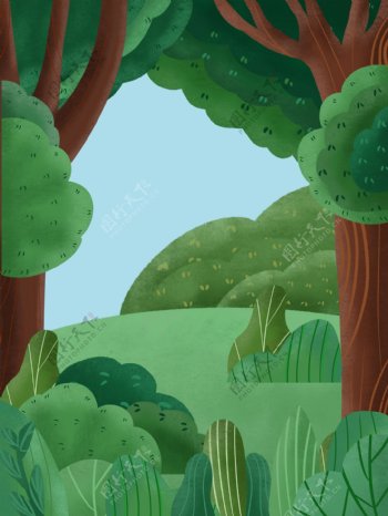 绿色树木海报背景