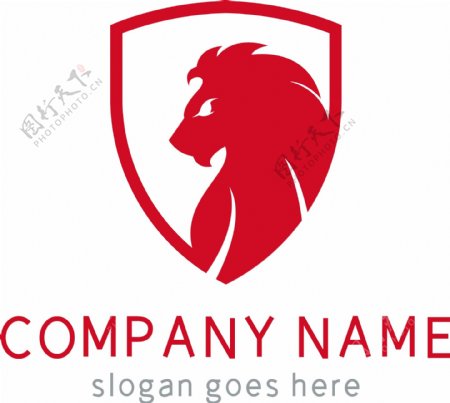 红色大气盾牌狮子头logo