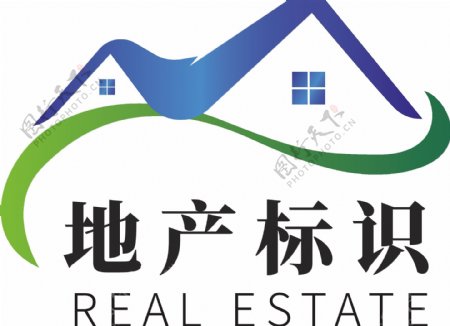 蓝色大气房地产企业logo