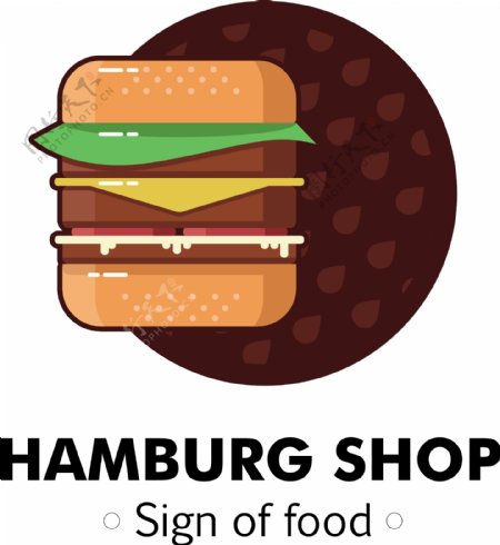餐饮美食小吃汉堡店卡通矢量LOGO