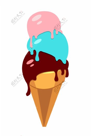 三色球冰淇淋