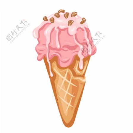 粉色带红豆的冰淇淋