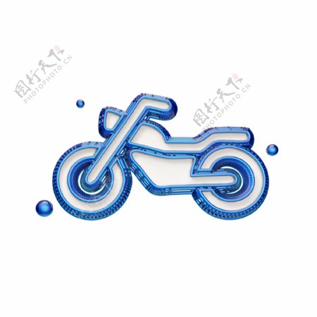 蓝色C4D摩托车图标