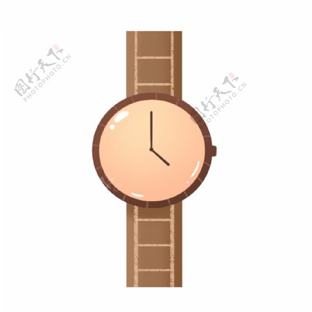 褐色卡通手绘父亲节手表