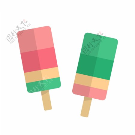 夏日清凉糖果色冰棒元素