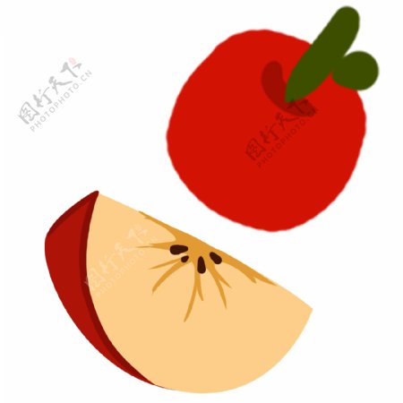 两个卡通的苹果水果