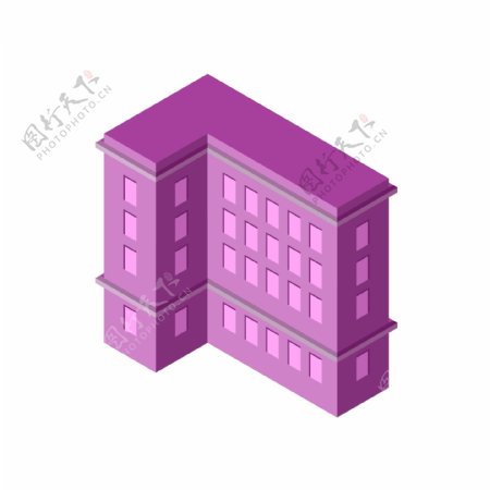 立体建筑紫色楼房