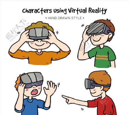 4款彩绘戴VR头显的男孩