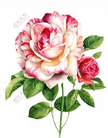 手绘玫瑰花素材油墨水墨