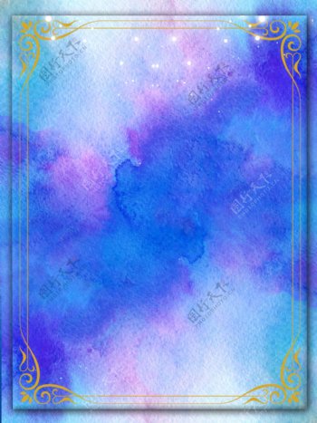 梦幻抽象撞色水彩蓝紫色水墨背景