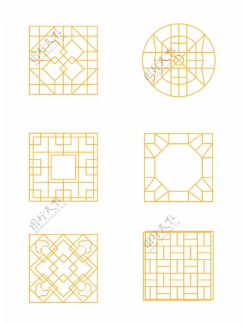 复古雕花窗元素套图矢量AI