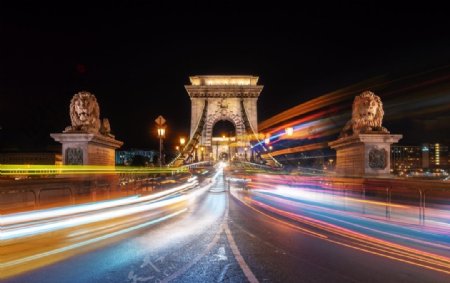 法国巴黎凯旋门夜景流动夜景