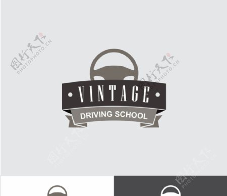 复古驾驶学校标志
