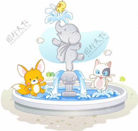 卡通动物系列大象喷泉