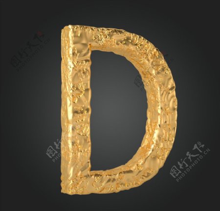 金属质感立体字母D