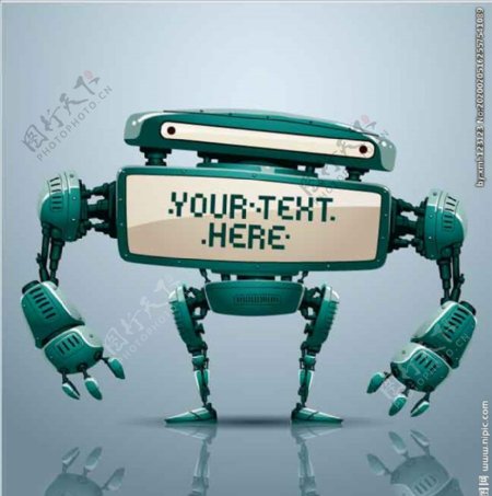 绿色机器人素材卡通可爱时尚
