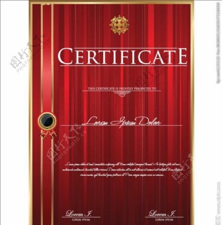 红色奖状证书大气高档背景素材
