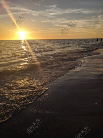 日落海洋海滩自然水景