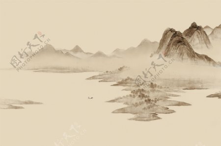 新中式山水背景